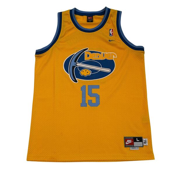 Vtg Denver Nuggets Carmelo Anthony #15 Jersey Mens Large Yellow Nike +2 Length - Picture 1 of 10